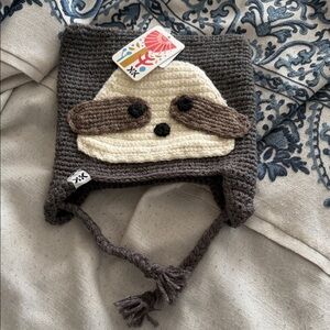 Adorable handmade Knit Hat for Kids - Gray and Brown black one size